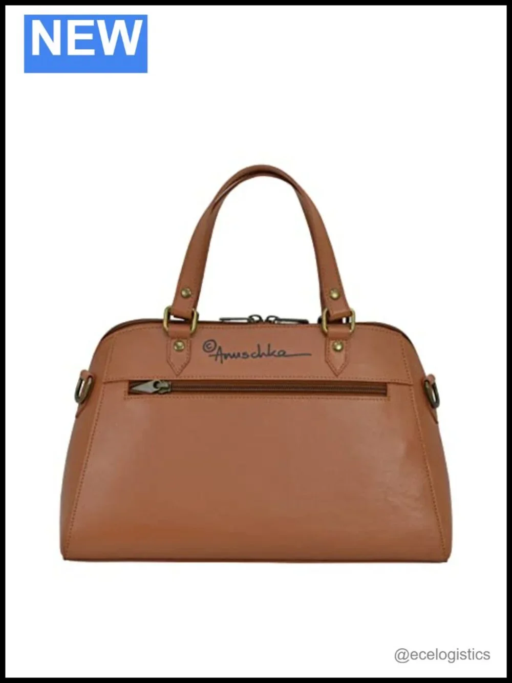 Hand-Painted Genuine Leather Satchel Purse with Butterfly Art Detachable Strap